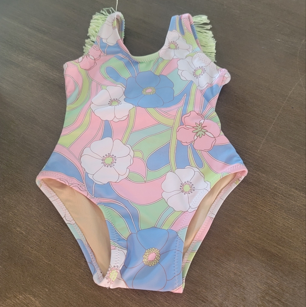 Shade Critters Pink and Blue Floral One Piece Swimsuit